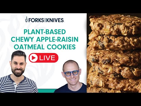 Plant-based Chewy Apple-Raisin Oatmeal Cookies