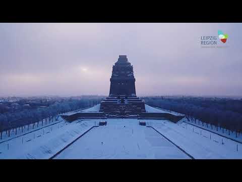Völkerschlachtdenkmal Leipzig im Winter (Drohnenaufnahmen)