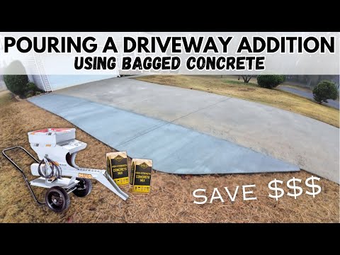 Pouring a Driveway Addition Using Bagged Concrete | DIY Save Money