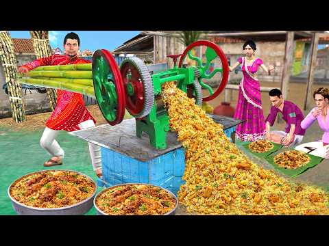 Sugarcane Biryani Machine Chicken Mutton Veg Biryani Street Food Comedy Hindi Kahaniya Moral Stories