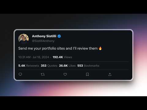 Dev YouTuber Roasts My Nextjs Portfolio Site | @AnthonySistilli