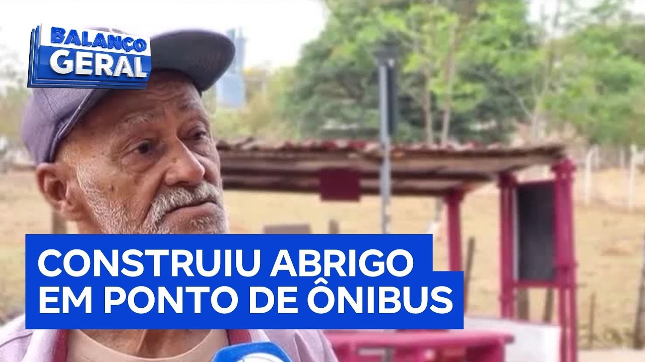 Idoso constrói abrigo em ponto de ônibus para proteger a neta em São José do Rio Preto SP