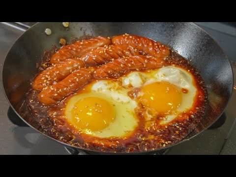 結局こういう朝ご飯が１番旨い【悪魔のヤンニョム風ソーセージ】