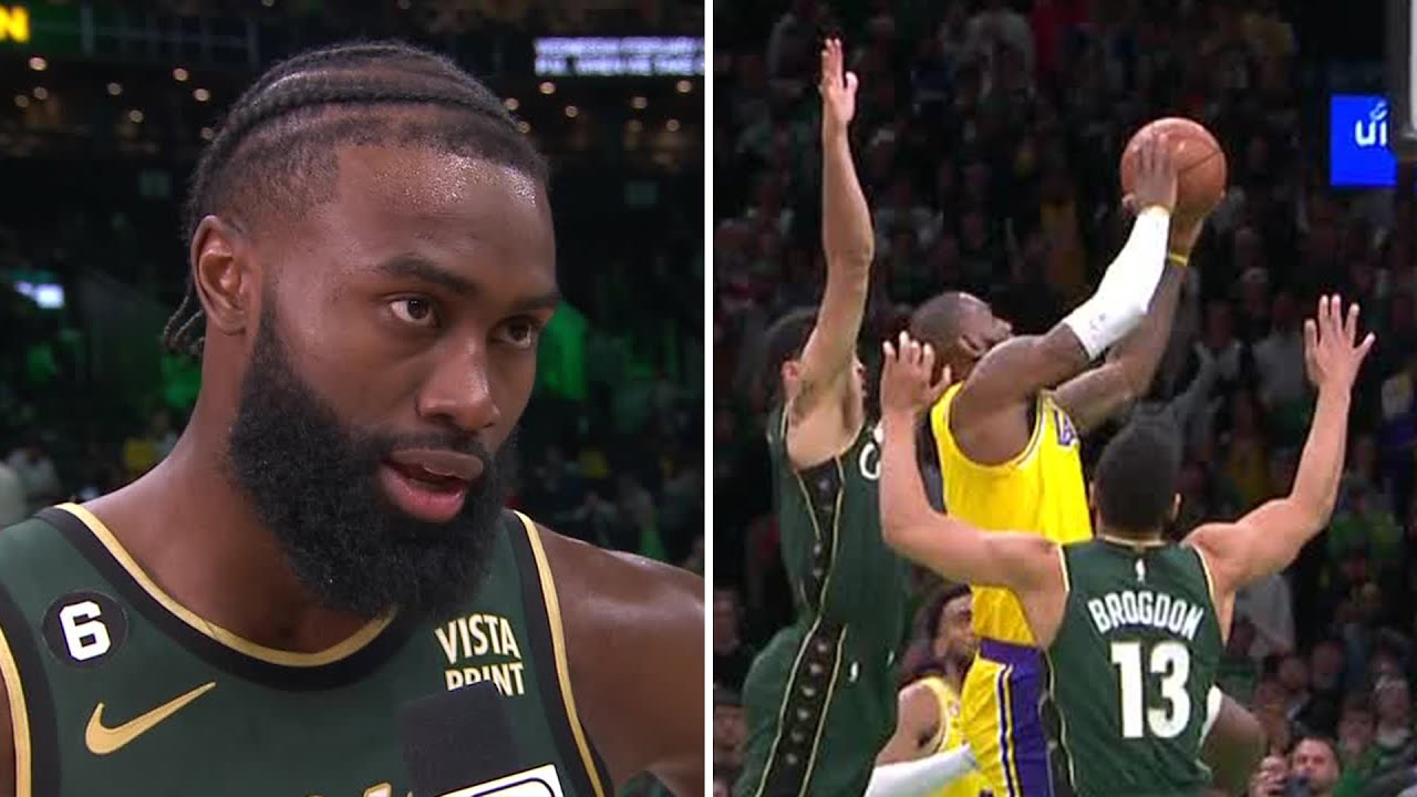 Jaylen Brown ‘couldn’t tell’ if LeBron James was fouled on the last shot of regulation | NBA on ESPN