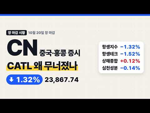 중국·홍콩 증시 CATL 급락·금광주 약세에 항셍 -1.32%, 한소제약 로슈 ADC 계약에 급등