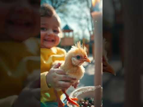 Epic Kid & Chick Pursuit Cats Steal the Show with Laughter 아이와 병아리, 고양이들의 웃픈 추격전 #cute #lovepet #ia