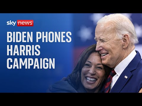 President Biden surprises Harris campaign staff with phone call
