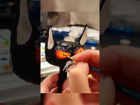 Painting the Eyes on My Clay Cat: Creative Color Splash 🐾 #clayart #painting #catart #inspiration