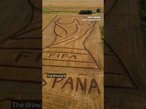 Land artist in Italy celebrates Spain's 2026 World Cup win