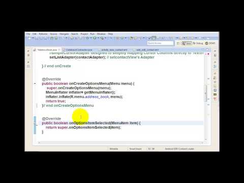 66 Android Project  Address Book app  Managing Cursors and onCreateOptionsmenu onOptionsItemSelected OnClickListener  Level 3