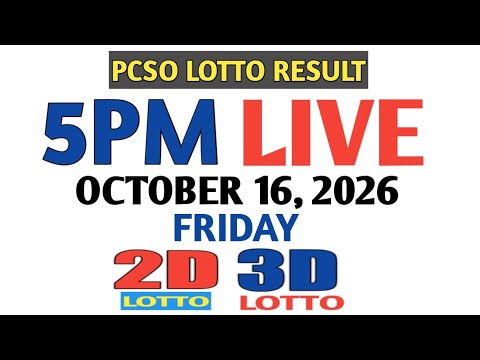 Lotto Result Today 5pm Friday pcso <strong>2d</strong> 3d swertres ez2 October 16 2026