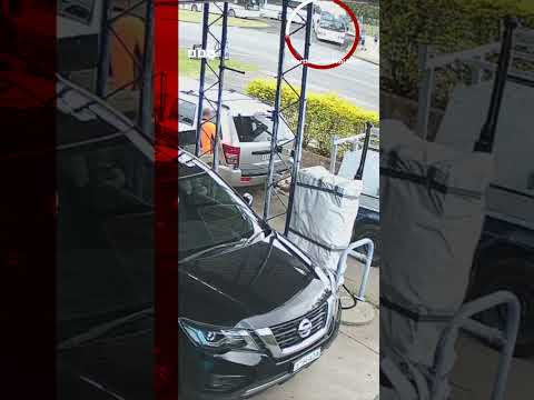 Student steers runaway bus away from petrol pumps. #Shorts #Australia #Bus #Student #BBCNews