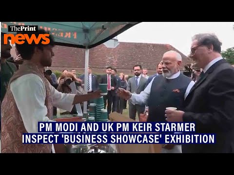 PM Narendra Modi and UK PM Keir Starmer inspect 'business showcase' exhibition in London.
