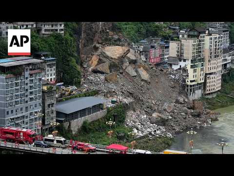 中国・重慶で発生した死者を伴う地滑りの現場