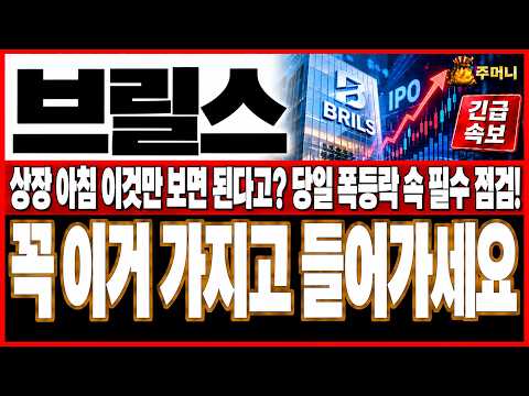 [브릴스 주가전망]  안전장치 없는 신규 상장주의 무서운 경고! 공모가 밑으로 꼬꾸라질 때 계좌 원금 지키는 최후의 보루를 확인하세요