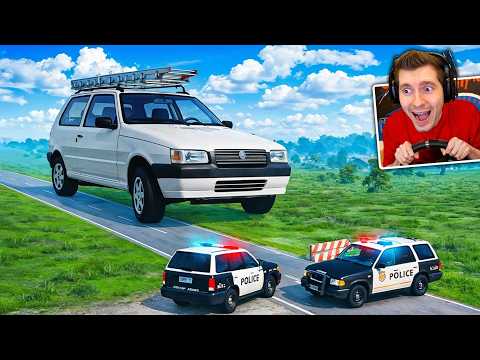 Fugindo com MAIOR CARRO DO MUNDO no BeamNG Drive!