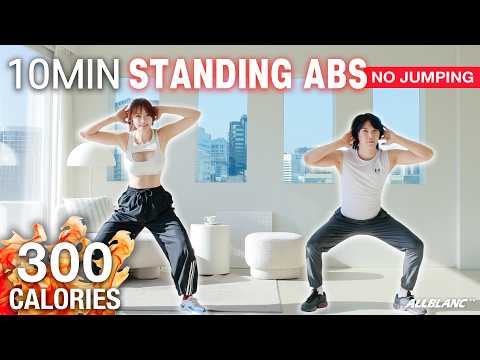 <strong>층간소음</strong>❌ 매트 없이 서서하는 복근운동 10min Standing ABS (No jumping)