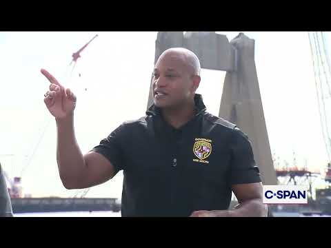 Gov. Wes Moore gives Members of Congress tour of Key Bridge rebuilding site
