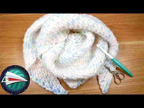 Ganchillo | Chal triangular rápido con puntos bajos y cadenetas | Instrucciones de ganchillo