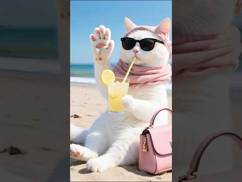 The Cat is Drinking Lemonade at The Cox's Bazar Beach | #coxsbazar #Cat #mrh_rasel #shorts #seabeach