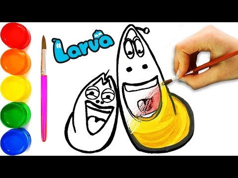 Larva Drawing - Learn Colors with Red & Yellow Larva Coloring for Kids, Toddlers