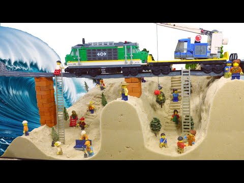 LEGO Train Crash: Tsunami Disaster - Dam Breach Experiment