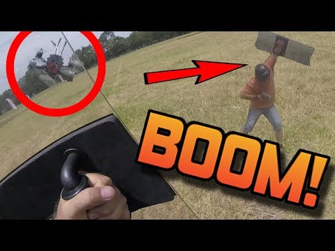 RACING DRONE VS RIOT SHIELD at 70MPH! FULL SPEED IMPACT! Hummingbird geprc review - UC3ioIOr3tH6Yz8qzr418R-g