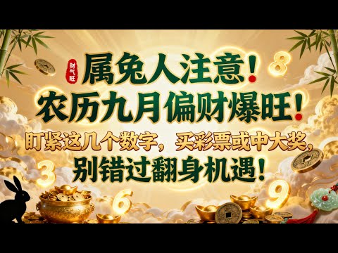 屬兔人注意！農歷九月偏財爆旺！盯緊這幾个數字，買彩票或中大奬，別錯過翻身機遇！