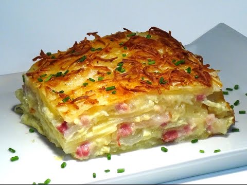 Receta Patatas al gratén con cebolla, bacon y queso Manchego - Recetas de cocina, paso a paso - UC5ONfXPjWgqElh0NZaRJ1tg