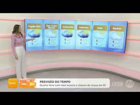 Quarta-feira (07/08/2024) com mais nuvens e chance de chuva em SC | Tempo | SCC Meio-Dia