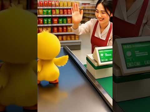 The Duck went to the supermarket to buy pork floss and powder for his owner to eat.