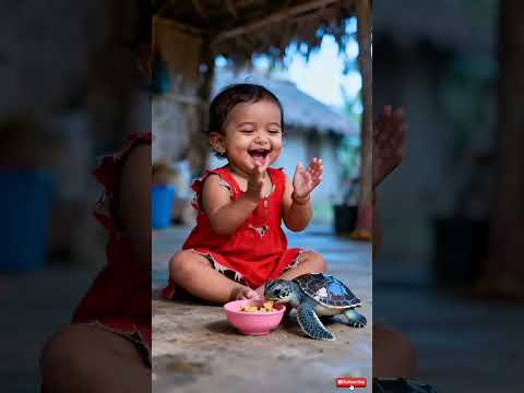 small girl and turtle hearttouching story 🐢 #ai #baby♥️