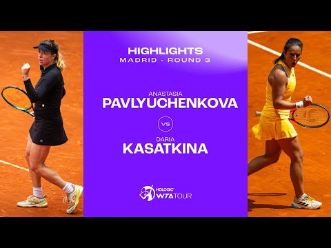 Anastasia Pavlyuchenkova vs. Daria Kasatkina |  2024 Madrid Round 3 | WTA Match Highlights