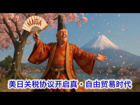 ニュースの動画サムネイル - 美日关税协议，开启美国版的“百年未有之大变局”。欧盟韩国一拍大腿：“我靠这也行？” 纷纷仿效，真·自由贸易时代来临。时间来得及就顺便讲讲解禁H20芯片的事