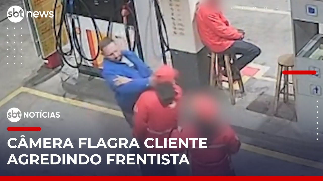 Frentista é agredido por cliente após discussão em posto de gasolina | #SBTNoticias