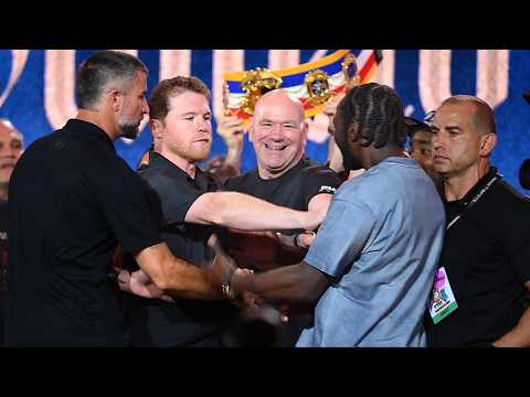 Crawford GETS ALL IN Canelo’s FACE & SHOVED BACK during INTESE NYC FACE OFF!