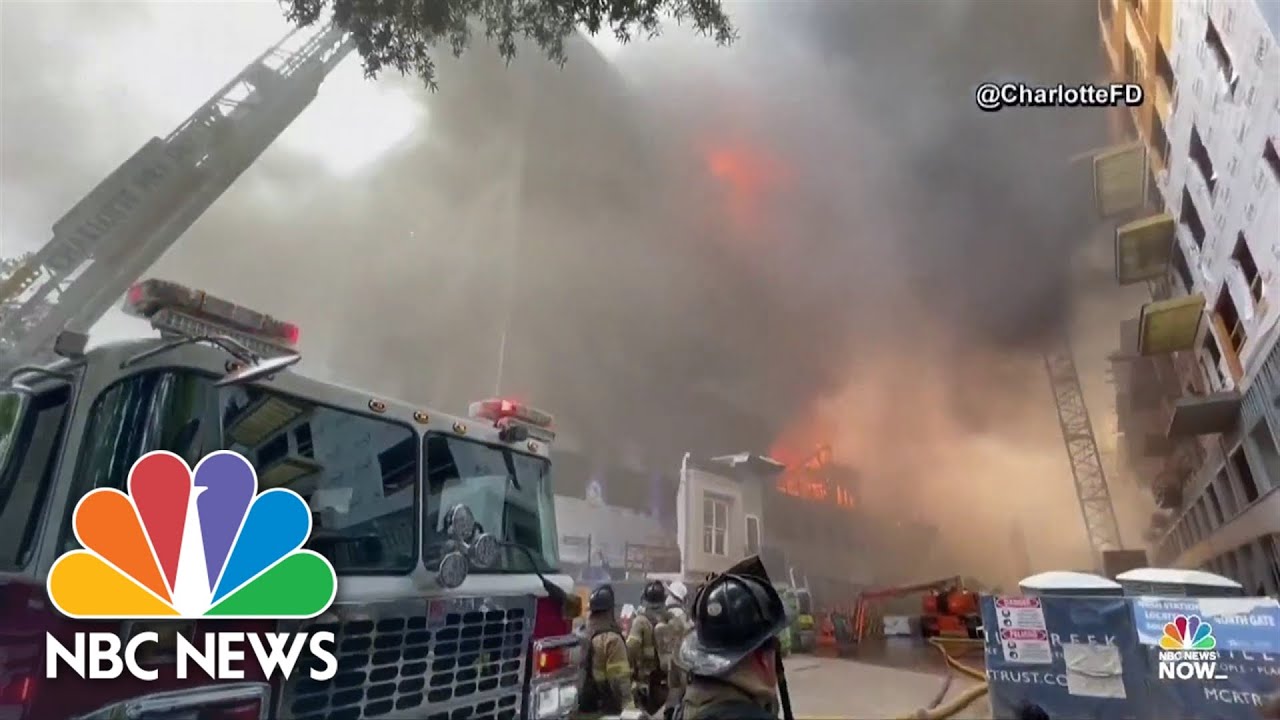 Fire engulfs construction site in Charlotte