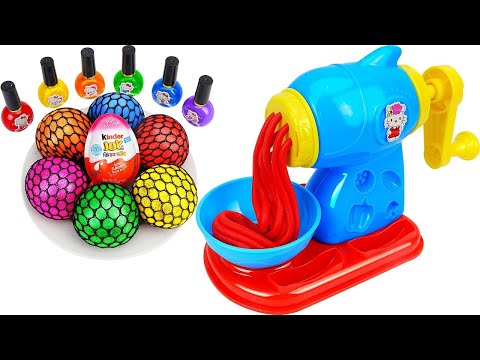 Satisfying Video l How to make Rainbow Noddles with Stress Balls & Nail Polish Cutting ASMR