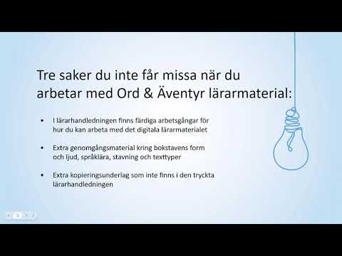 Ord & Äventyrs digitala lärarstöd - svenska årskurs 1-3
