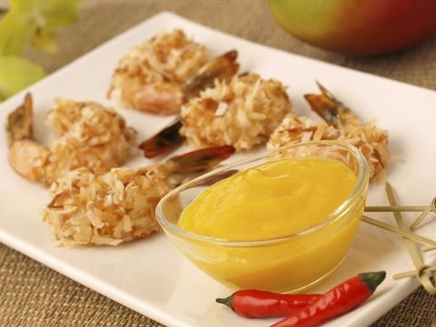 Camarones con coco y salsa de mango / Receta de camarones - UClIHawzMOBFQc1QZu2XYuoQ