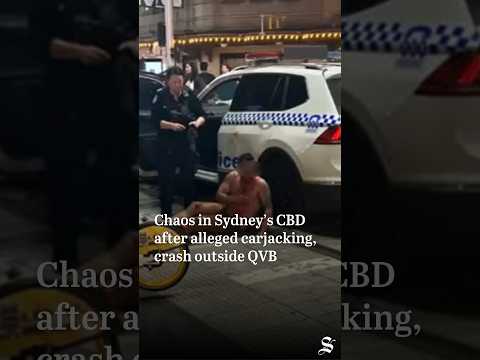Chaos in Sydney’s CBD after alleged carjacking, crash outside Queen Victoria Building