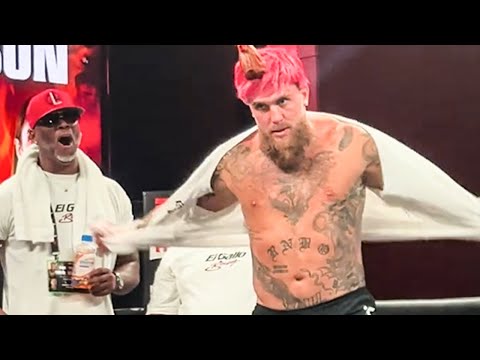 Jake Paul RIPS SHIRT OFF & SHOWS Mike Tyson the EL GALLO KO VICTORY DANCE