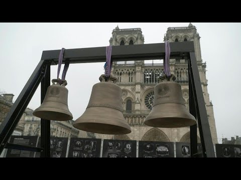 Three new bells displayed outside Notre-Dame cathedral before installation | AFP