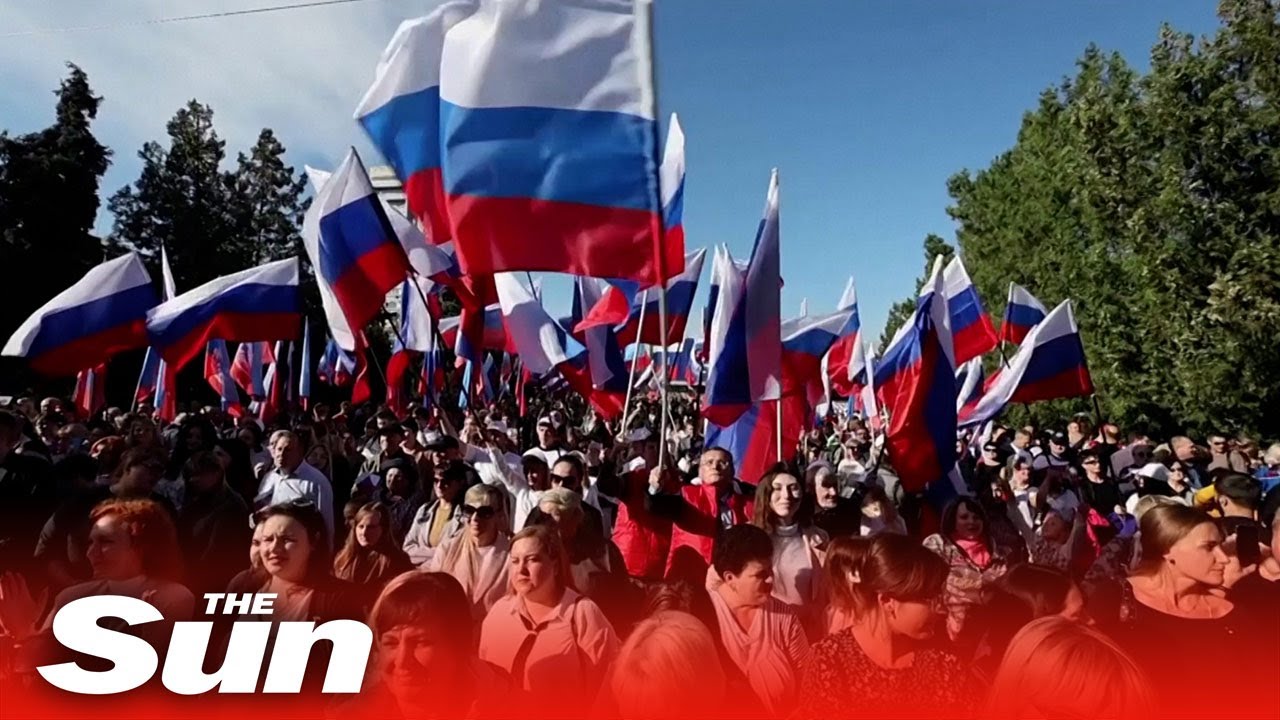 Luhansk residents cheer and chant as Russia declares annexation