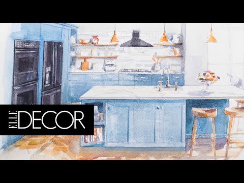 Sleek & Colorful Dream Kitchen | Elle Décor + GE Appliances