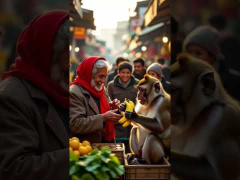 बन्दर गया मार्केट सब्जी लेने 😅 #youtubeshorts #shortvideos #shorts