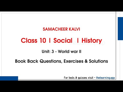 World war II Book Back Questions | Class 10 | Social | History | Samacheer Kalvi