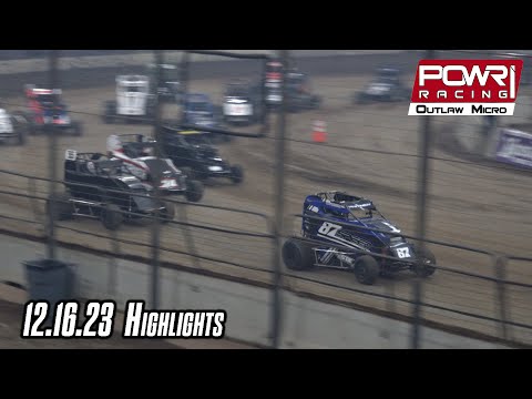 12.16.23 POWRi Outlaw Micro Sprint League at DuQuoin HIghlights - dirt track racing video image