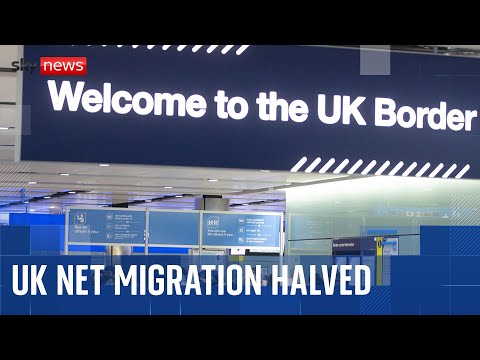 Net migration to UK estimated to have halved, latest figures show