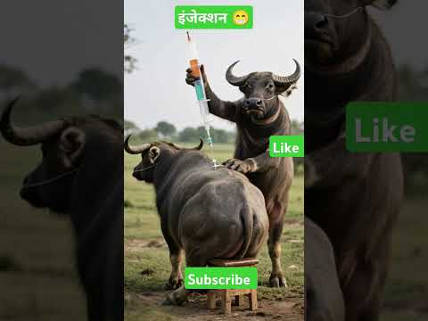एक भैंसा ने दूसरे को इंजेक्शन लगाया😀🤣😂 #funnyanimals #funnyvideo #trending #shorts